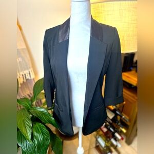 Black satin accent blazer